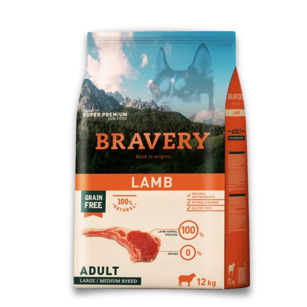 BRAVERY BACK TO ORIGINS LAMB FOR ADULT DOGS LARGE/MEDIUM BREEDS