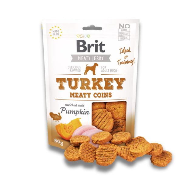 BRIT DELICIOUS REWARD FOR ADULT DOGS TURKEY MEATY COINS ENRICHED WITH PUMPKIN