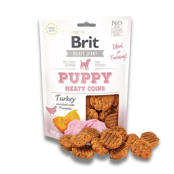 BRIT DELICIOUS REWARD FOR PUPPY MEATY COINS TURKEY ENRICHED WITH PUMPKIN