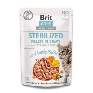 BRIT CARE STERILIZED FILLETS IN GRAVY FOR ADULT CATS WITH HEALTHY RABBIT