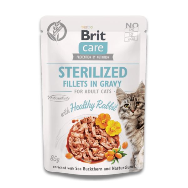 BRIT CARE STERILIZED FILLETS IN GRAVY FOR ADULT CATS WITH HEALTHY RABBIT