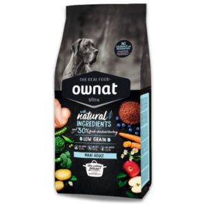 OWNAT THE REAL FOOD ULTRA LOW GRAIN MAXI FOR ADULT DOGS WITH NATURAL INGREDIENTS