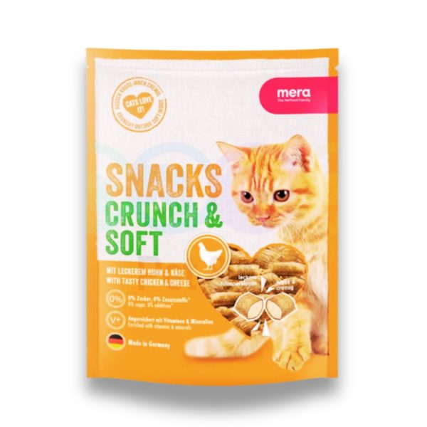 MERA SNACKS CRUNCH & SOFT  MIT LECKEREM HUHN & KASE WITH TASTY CHICKEN & CHEESE