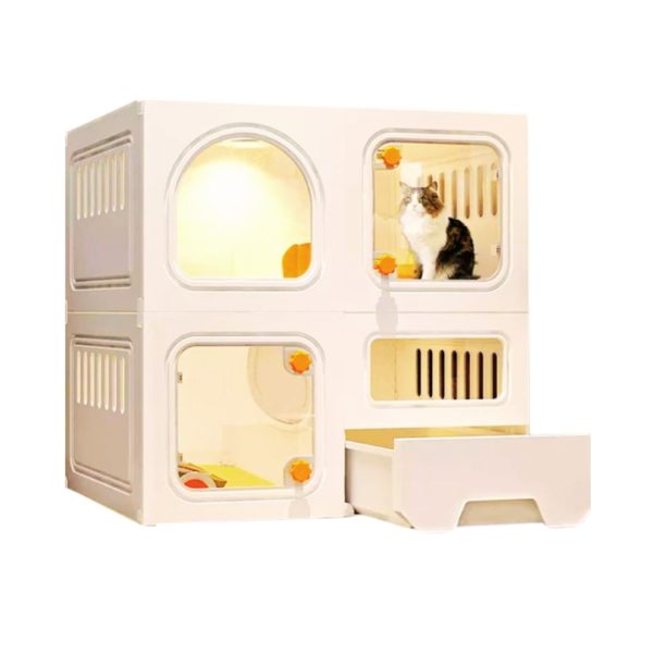 INDOOR CAT CAGES ENCLOSURES 3-TIER CAT KENNEL ARGE WITH LITTER BOX