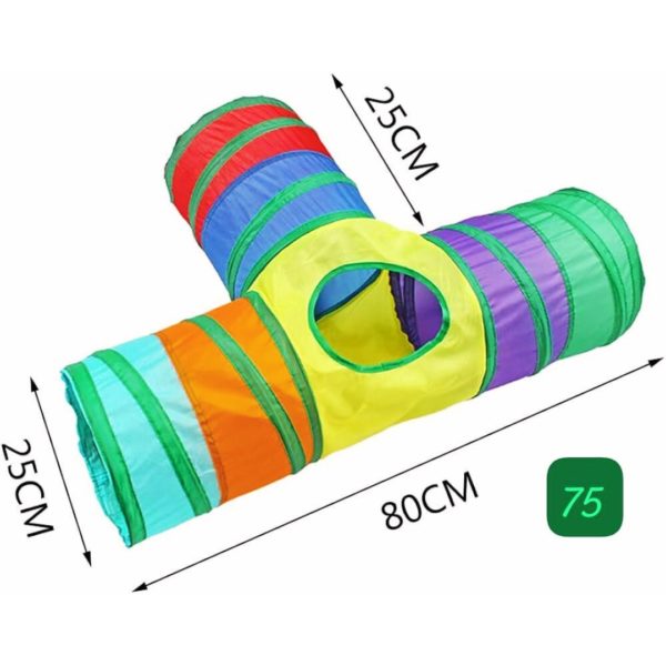DEENINER CAT TUNNEL CAT TUNNEL FOR INDOOR CATS LARGE WITH PLAY BALL T-SHAPE 3 WAY