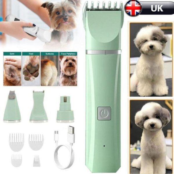 CLEEBOURG DOG CLIPPER LOW NOISE RECHARGEABLE CORDLESS WITH COMB AND SCISSORS