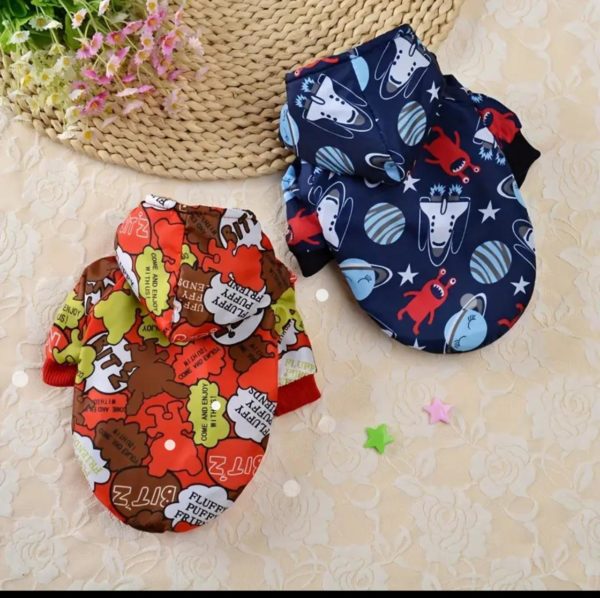 PRINTED PUPPY HOODIE JACKET FOR SMALL & LARGE DOGS