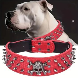 STUDDED SPIKED PU LEATHER COLLAR FOR LARGE DOGS